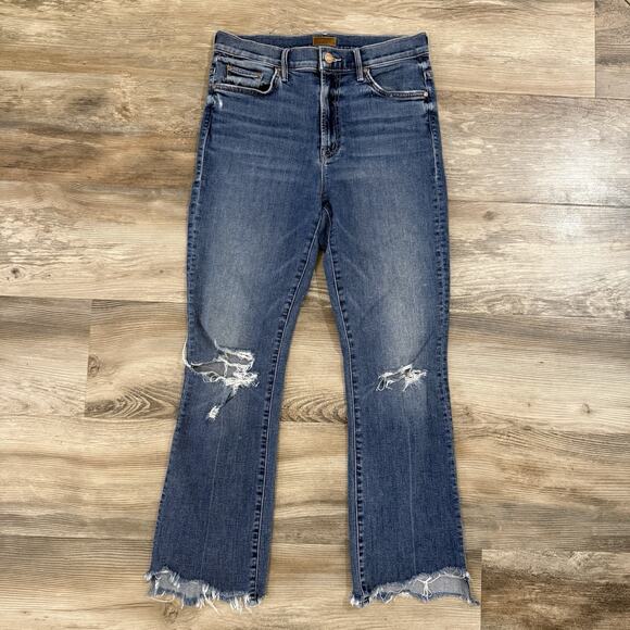 MOTHER Denim - MOTHER Insider Crop Step Chew Jeans Women’s 28 High Rise Raw Hem Distressed